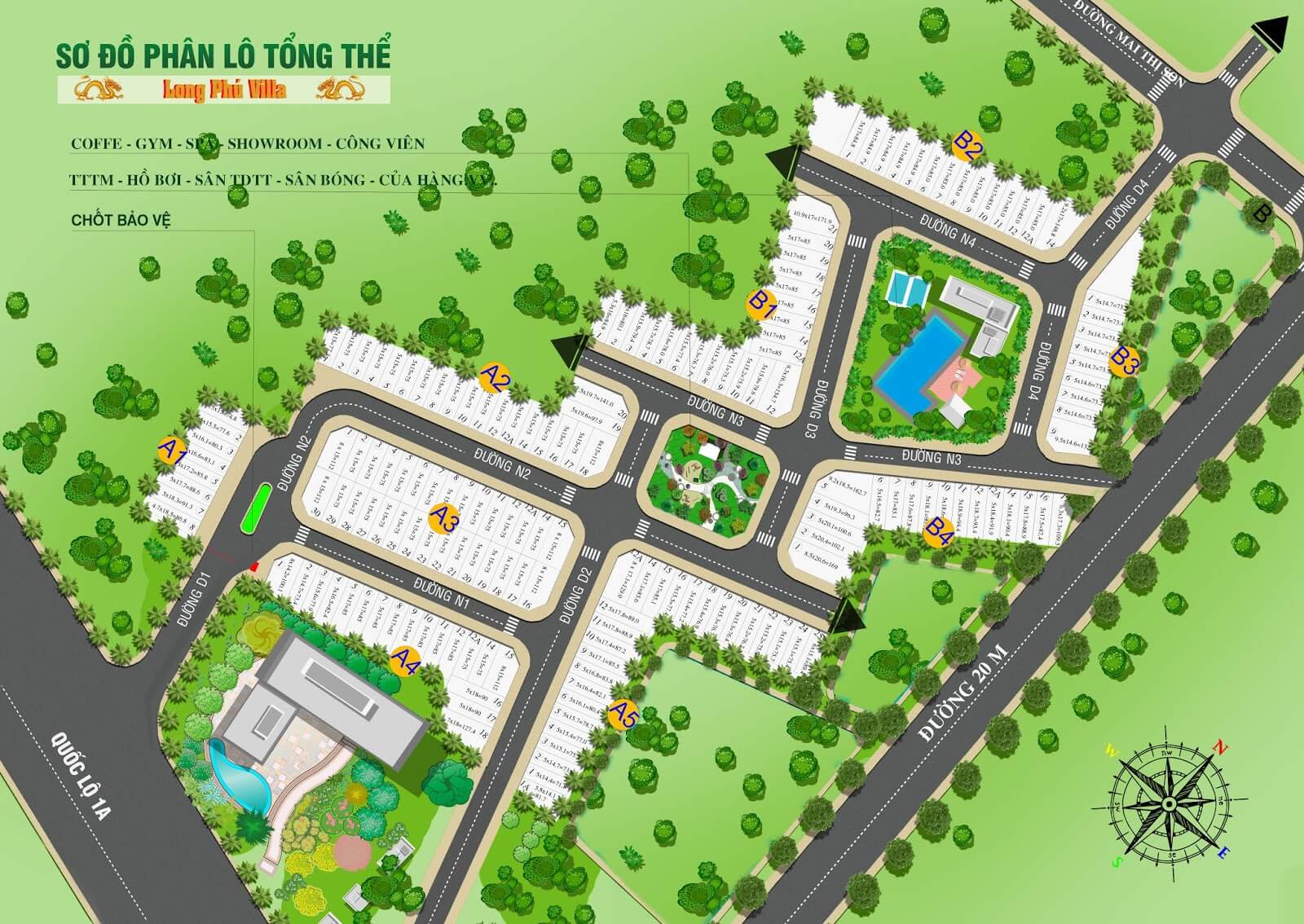 sơ đồ phân lô long phú villa
